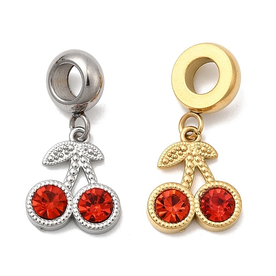 304 европейские подвески-шармы с фруктами и гиацинтом из нержавеющей стали со стразами, подвески с большим отверстием вишни