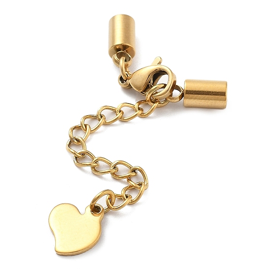 304 удлинитель цепи из нержавеющей стали, концевые цепи, с застежкой омар коготь, ионное покрытие (ip), сердце