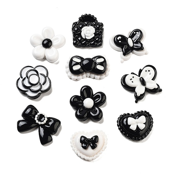 Непрозрачная смола декодирует кабошоны, бант/цветок/в форме сердца, разнообразные, белые