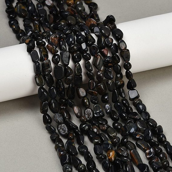 Нити бусин из натурального крашеного синего тигрового глаза, самородки, упавший камень