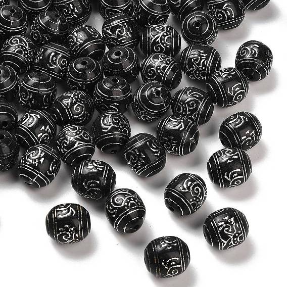 Непрозрачные акриловые бусины, серебристого металла, обвитыми, баррель