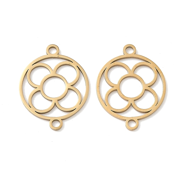 304 кольцо из нержавеющей стали с подвесками-цветками, ионное покрытие (ip)