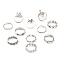 Zinc Alloy Finger Ring Sets, Hollow, Flower & Leaf & Snake & Rose & Star & Wave