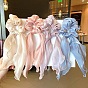 Silk Butterfly Bow Long Ribbon Adult Fat Bow - Solid Color Hair Tie.