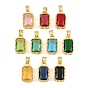Brass & Glass Pendants, Faceted Rectangle Charm, Long-Lasting Plated, Rack Plating, Cadmium Free & Lead Free, Golden