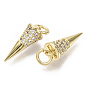 Brass Micro Pave Cubic Zirconia Pendants, with Jump Rings, Nickel Free, Cone, Clear