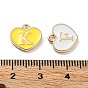 Alloy Enamel Charms, Light Gold, Heart with Letter Charm