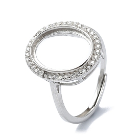 Réglable 925 anneau en argent sterling, avec zircons, pour la moitié de perles percées