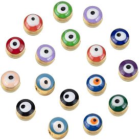 Alloy Beads, with Enamel, Round with Evil Eye, Golden