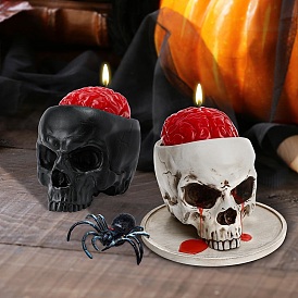 Skull Resin Candle Holder, Halloween Perfect Home Party Decoration, No Candle