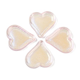 Translucent Epoxy Resin Glitter Powder Decoden Cabochons, Heart