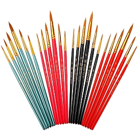 Painting Brush Set, Nylon Bristles Brush Head with Wooden Handle, for Watercolor Painting Artist Professional Painting
