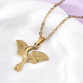 Лунный мотылек 304 ожерелья с подвесками из нержавеющей стали, ионное покрытие (ip)