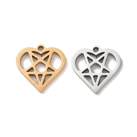 201 Stainless Steel Pendants, Heart with Star Charms