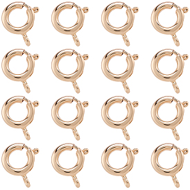 20Pcs Brass Spring Ring Clasps, Rack Plating, Nickel Free