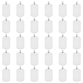 30 шт. 201 нержавеющая сталь скругленный прямоугольник штамповка пустые бирки подвески, для колье мужские ювелирные изделия, с кнопкой на поруки