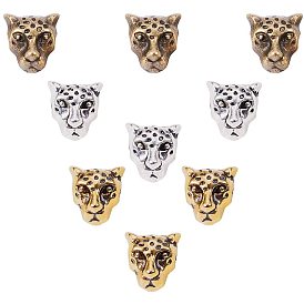 Сплавочные овальные бусины тибетского стиля , леопард головы, без свинца и без никеля 