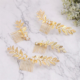 Metal Leaf Hair Comb for Wedding Dress - Simple Style Bridal Hair Accessories