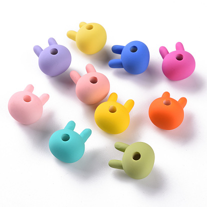 Акриловые бусины, прорезиненный стиль, половине просверлил, кролик