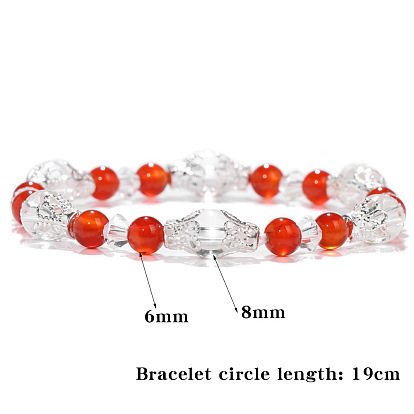 Natural Stone Beaded Bracelet for Women and Men, Agate Crystal Elastic Cord Simple Fashion Jewelry.