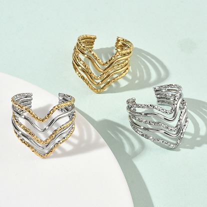 304 Многослойные открытые кольца-манжеты из нержавеющей стали для женщин, ионное покрытие (ip)