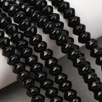 Бусины из натурального черного оникса, класс А, окрашенная и подогревом, рондель