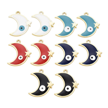 Acumular colgantes de esmalte de la aleación de chapado, sin cadmio y níque y plomo, luna con ojo, la luz de oro