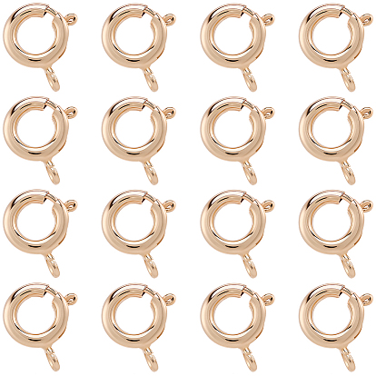20Pcs Brass Spring Ring Clasps, Rack Plating, Nickel Free