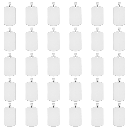 30 шт. 201 нержавеющая сталь скругленный прямоугольник штамповка пустые бирки подвески, для колье мужские ювелирные изделия, с кнопкой на поруки
