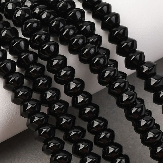 Бусины из натурального черного оникса, класс А, окрашенная и подогревом, рондель