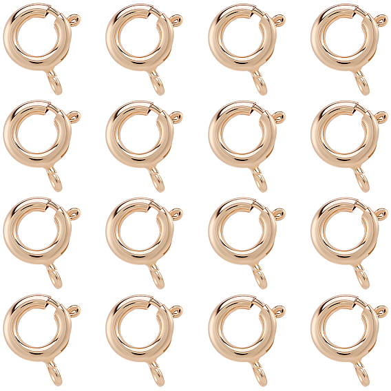 20Pcs Brass Spring Ring Clasps, Rack Plating, Nickel Free
