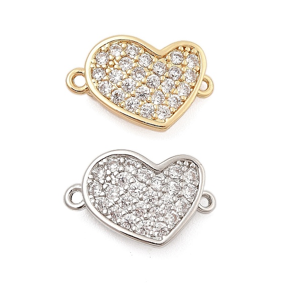 Латунные застежки из прозрачного кубического циркония с микропаве, без кадмия, без никеля и без свинца, сердце