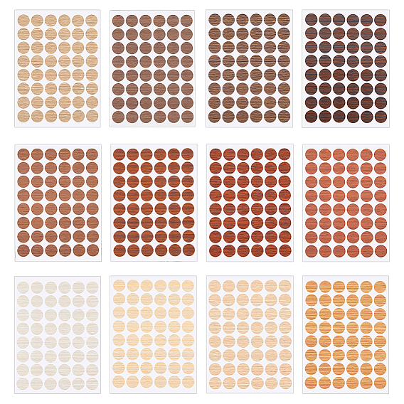 24 листы 12 цвета ПВХ самоклеящиеся заглушки для отверстий под винты наклейки, круглые наклейки с отверстием для пылезащитного чехла