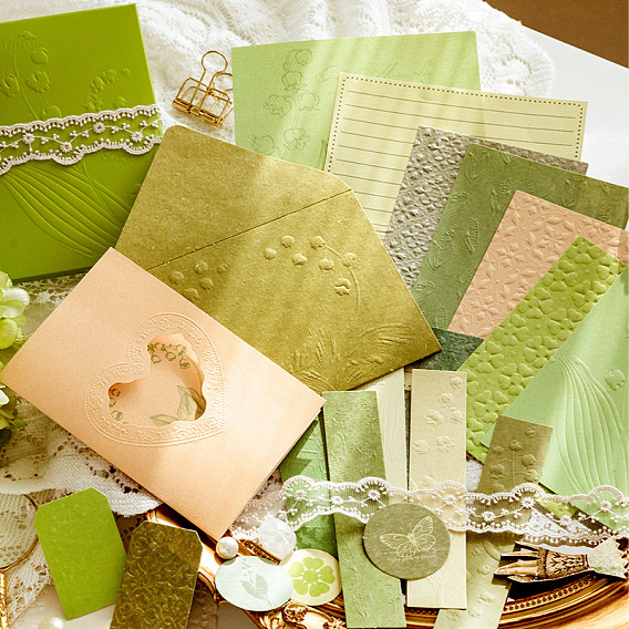 20Pcs Scrapbook Paper Kit, Including Scrapbook Paper, Envelopes, Greeting Cards, Notes and Stickers