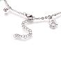 304 Stainless Steel Charm Anklets, Heart and Round