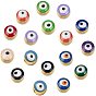 Alloy Beads, with Enamel, Round with Evil Eye, Golden
