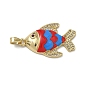 Латунные микропаве прозрачные подвески с фианитом, Подвески в виде рыбок с красной и синей эмалью., долговечный, стойки покрытие, без свинца и без кадмия