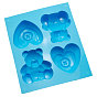 Silicone Bear & Heart-shaped Molds Trays, with 4 Cavities, Reusable Bakeware Maker, for Fondant Baking Chocolate Candy Making