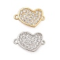Латунные застежки из прозрачного кубического циркония с микропаве, без кадмия, без никеля и без свинца, сердце