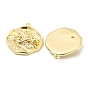 Brass Micro Pave Cubic Zirconia Pendants, Flat Round with Dragon
