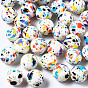 Food Grade Eco-Friendly Silicone Beads, Printed, Round with Spot
