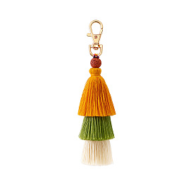 Cotton Tassels Pendant Decorations, with Alloy Findings