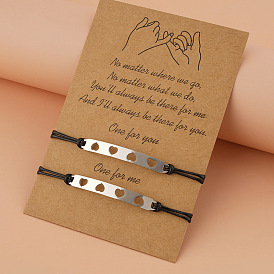 Bracelet coeur en acier inoxydable pour femmes et couples avec carte, chaîne à main à la mode