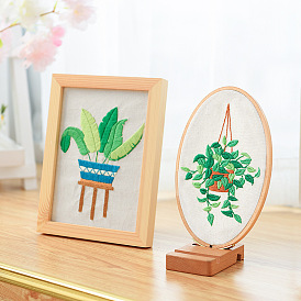 Plant Pattern Embroidery Beginner Kits, including Embroidery Fabric & Needle & Thread, Instruction