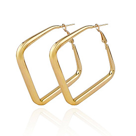 Square Year European and American Earrings - Exaggerated Design, Stylish Ear Jewelry.
