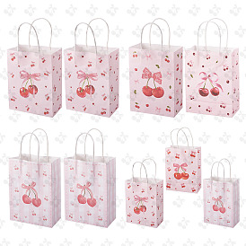 9шт. 3 стили бумажных сумок для хранения с принтом вишни, пакеты для шоколада, конфеты, печенье подарочная упаковка, прямоугольные