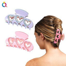 Heart-shaped Hollow Hair Clip for Girls with Shark Design and Updo Hairstyle