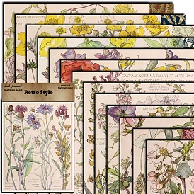 20Pcs 20 Styles Scrapbook Paper Pad, for DIY Album Scrapbook, Greeting Card, Background Paper, Flower