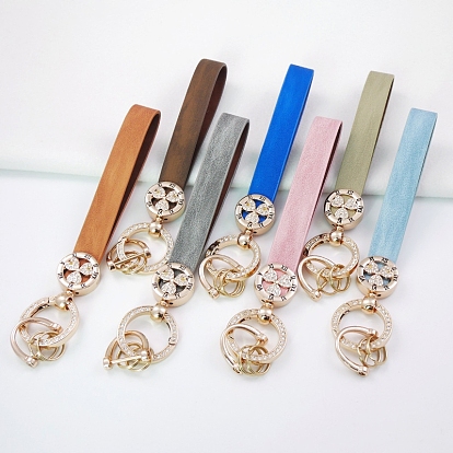 Брелок из искусственной кожи, горный хрусталь бриллиант с металлическим кольцом-брелком