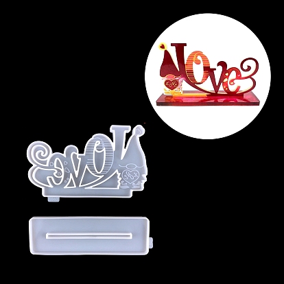 Moules en silicone bricolage sur le thème de la Saint-Valentin, pour la fabrication de porte-cadres photo, moules de résine, pour la résine UV, fabrication de bijoux en résine époxy, mot d'amour